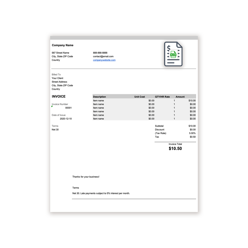 Excel Invoice Template