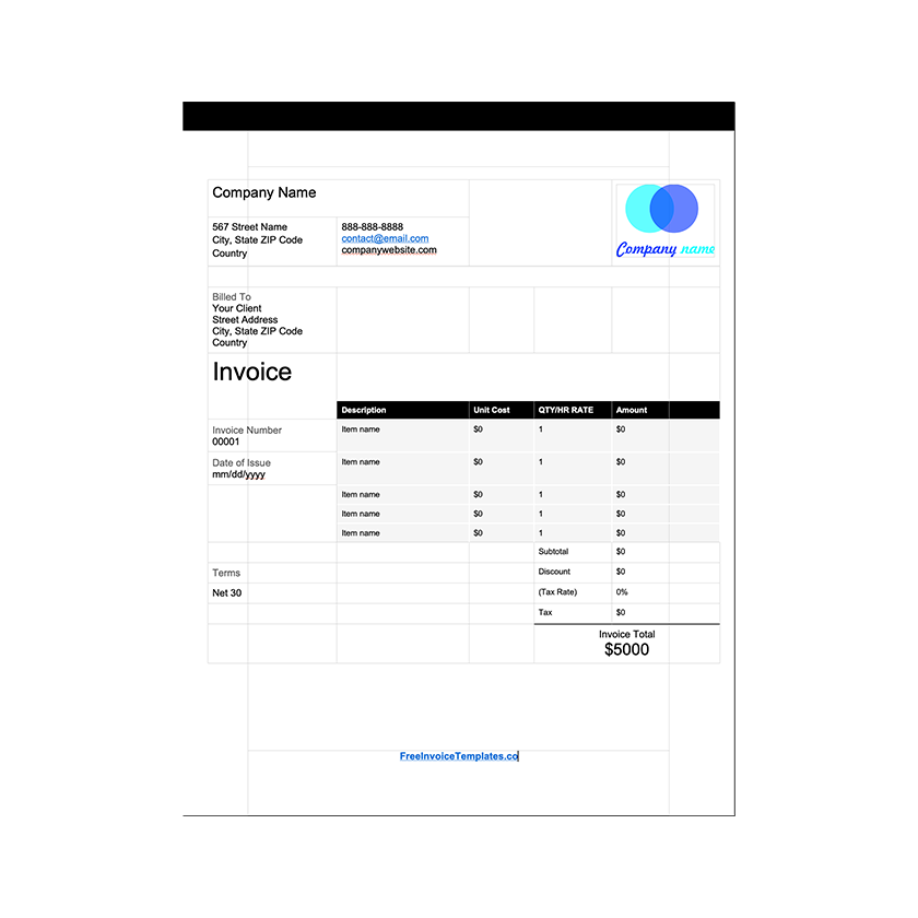 Plantilla de factura para Open Office vista previa
