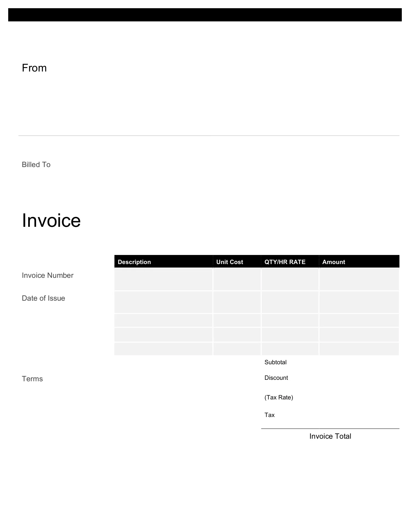 Full-page preview of the PDF Invoice Template