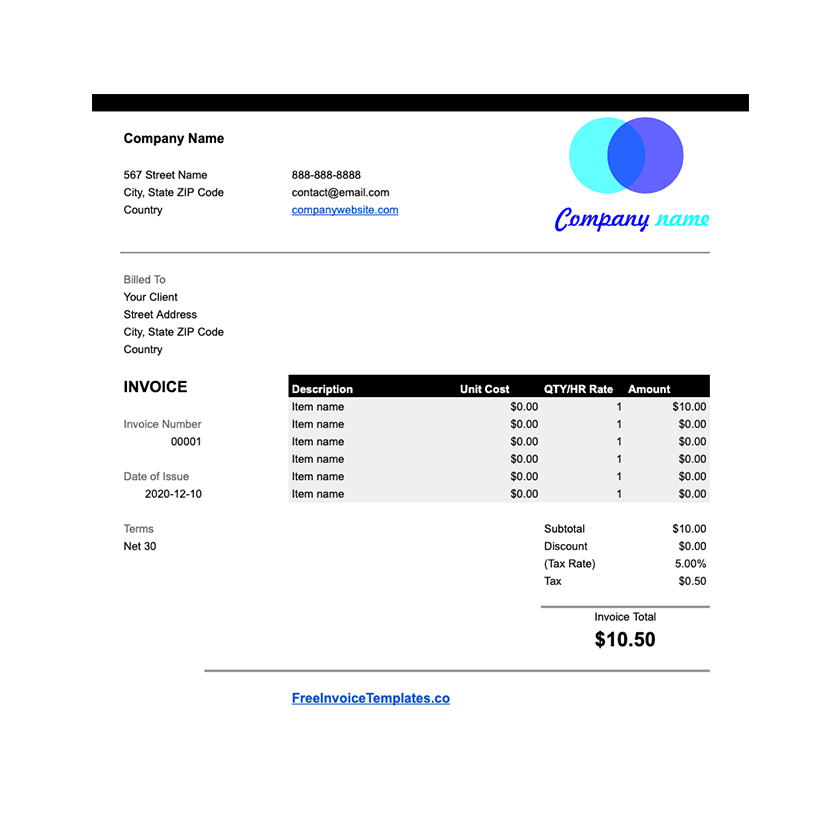 Google Sheets Invoice Template