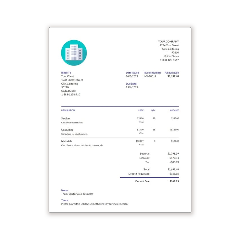 Simple Invoice Forms
