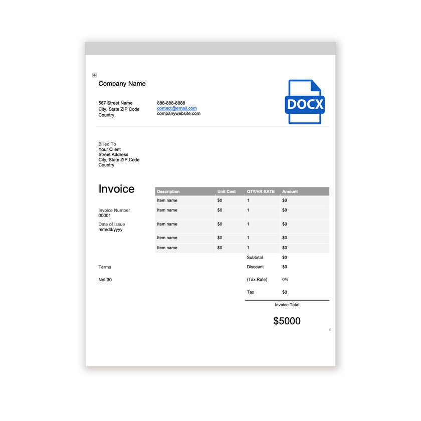 Word Invoice Template