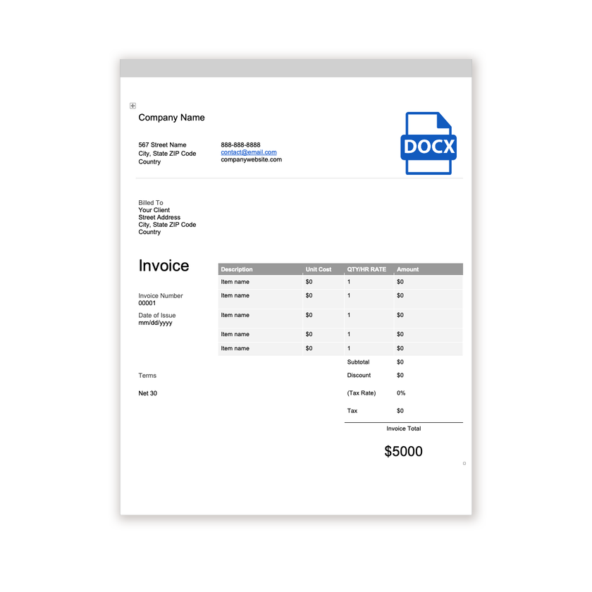 Free Word Invoice Templates